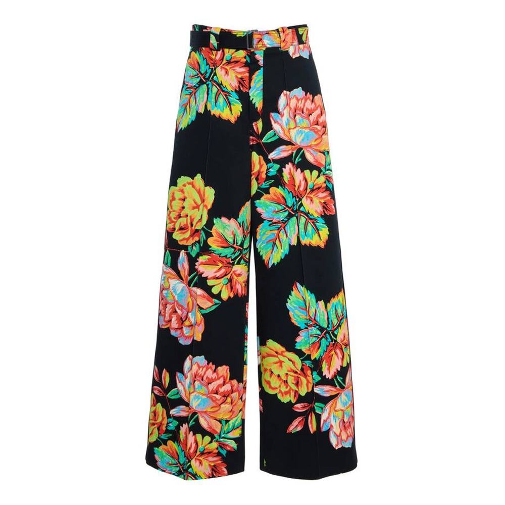 Christopher John Rogers Wide Runway Trouser in Technifloral Black Unisex 32 - Picture 4 of 5